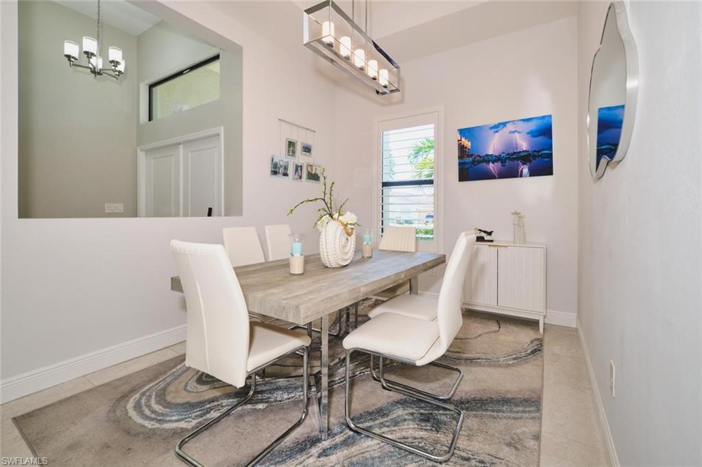 Separate Dining area with chandelier