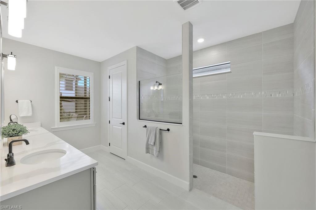 Primary bath with upgraded large shower
