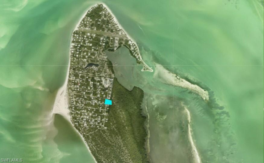 Aerial of the north end of Upper Captiva. Blue dot is lation of the home