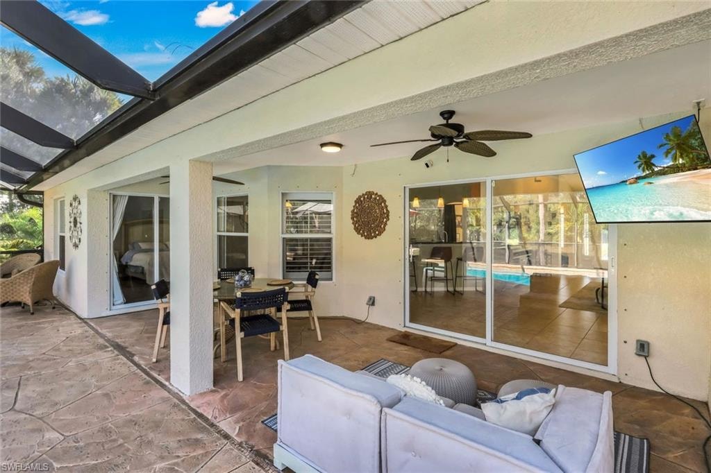 Covered dining area of lanai, perfect for outdoor dining