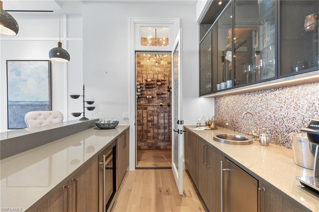 Custom wet bar with wine room
