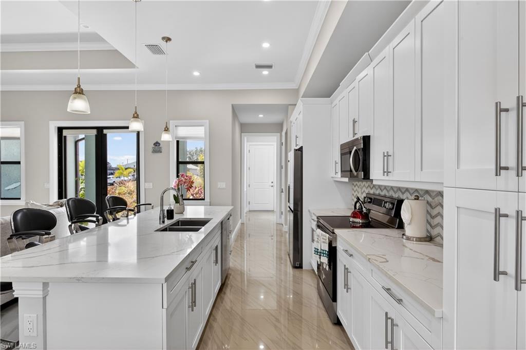 Crisp white cabinetry