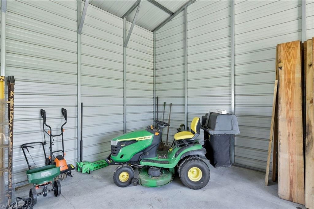 Riding lawnmower included in the sale of the home.