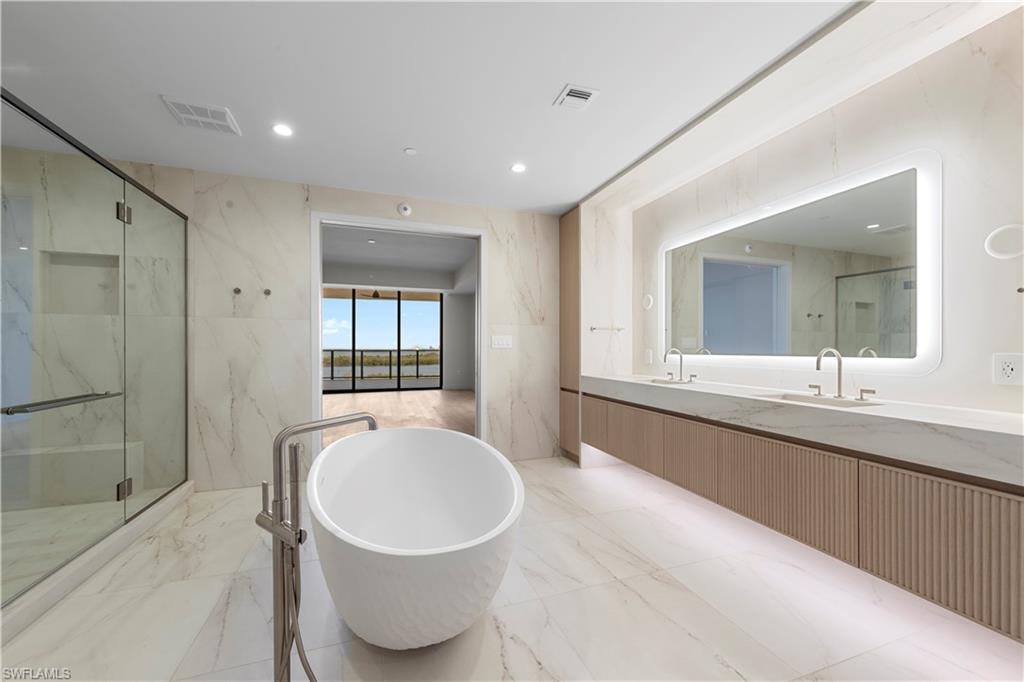 Floating Vanity, Backlit Mirror