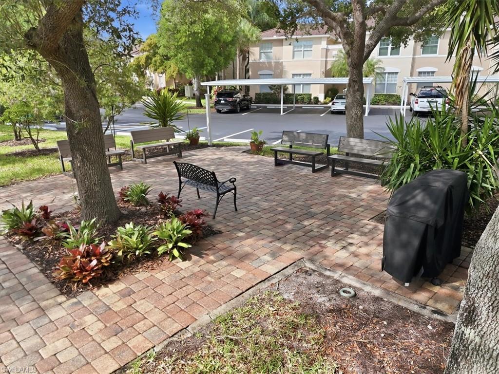 restful garden area out front with grills