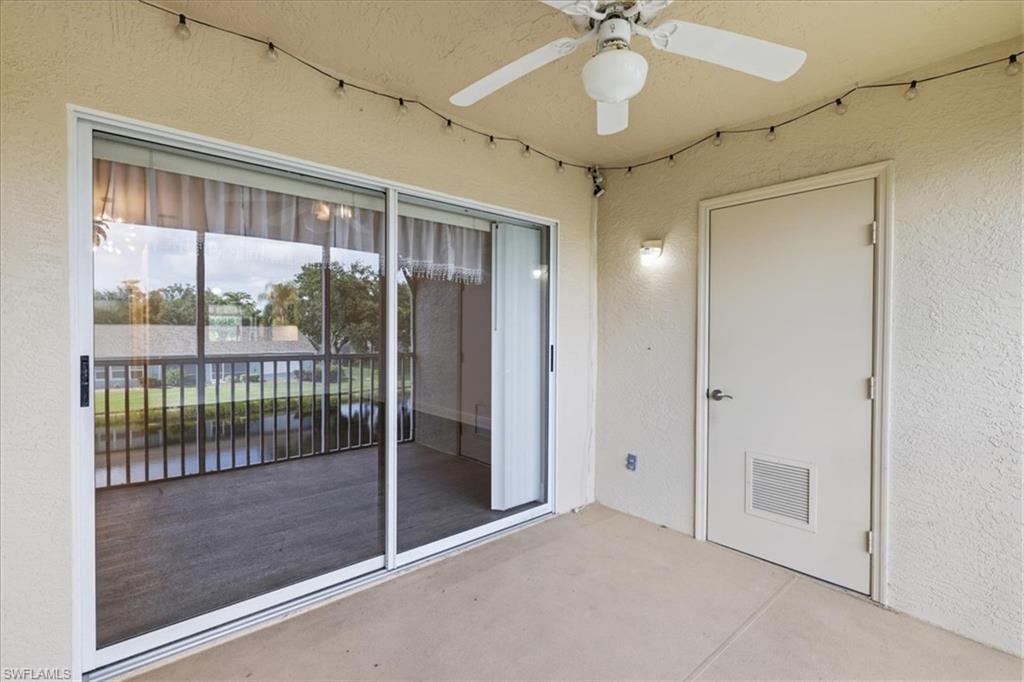 lanai with expansive lake view, extra storage room