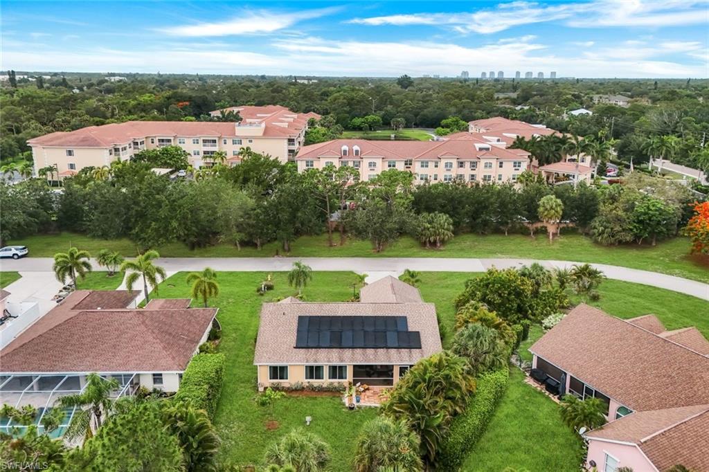 Aerial view of the back of the home.