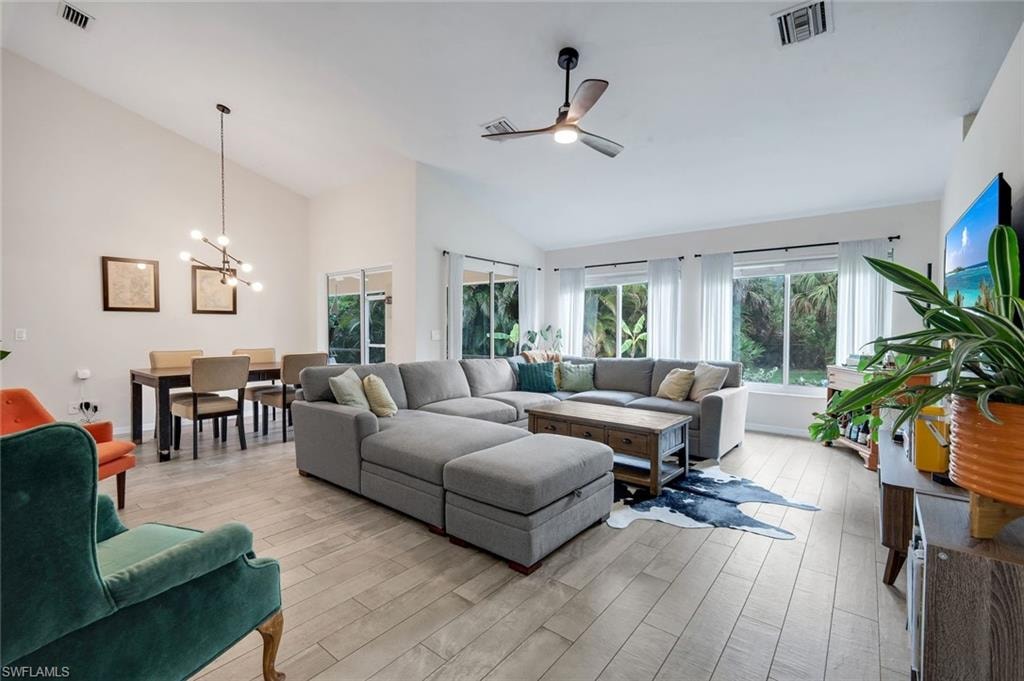 View of living room and dining room from entryway.