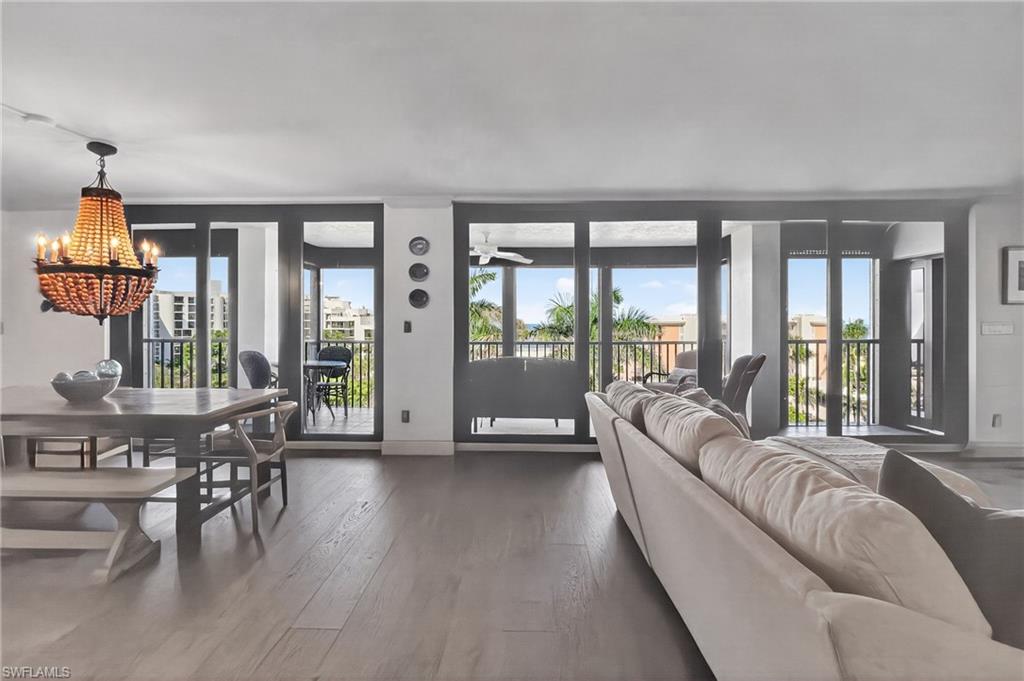 Great room with Incredible view, new wood floors and Hurricane impact sliding doors