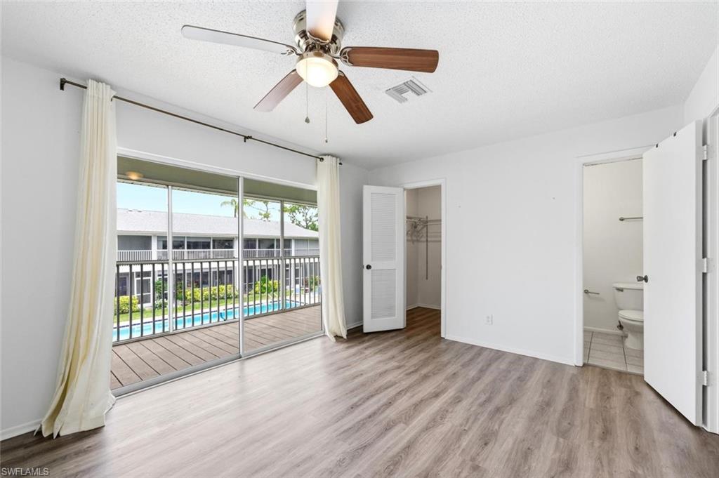 Large lanai overlooking the pool. Good sized walk in closet