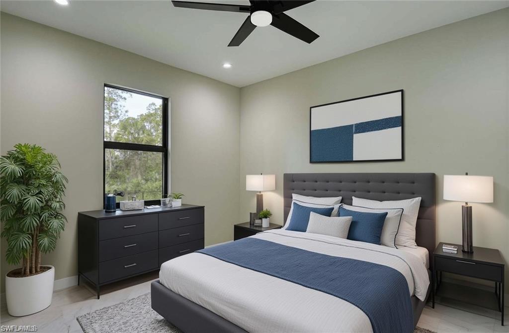 Virtually Staged Master Bedroom in the Guest House