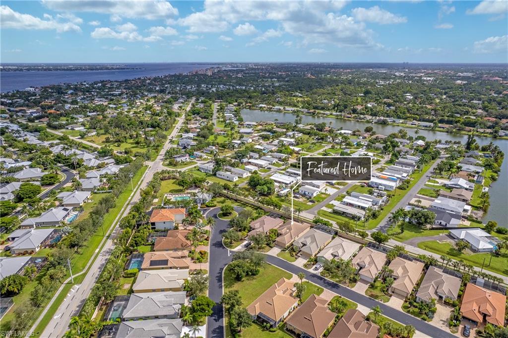 Aerial view of property's location in Colonial Shores with Community Pool a short walk away