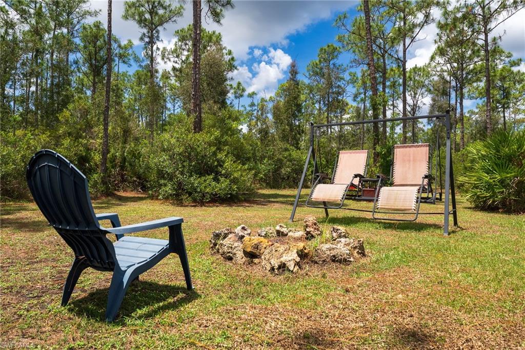 Backyard with firepit