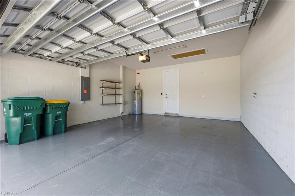 Spacious garage with an epoxy-coated concrete floor