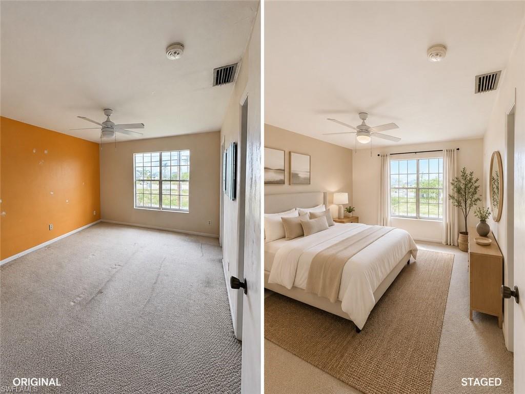 Bedroom Before After AI Staged