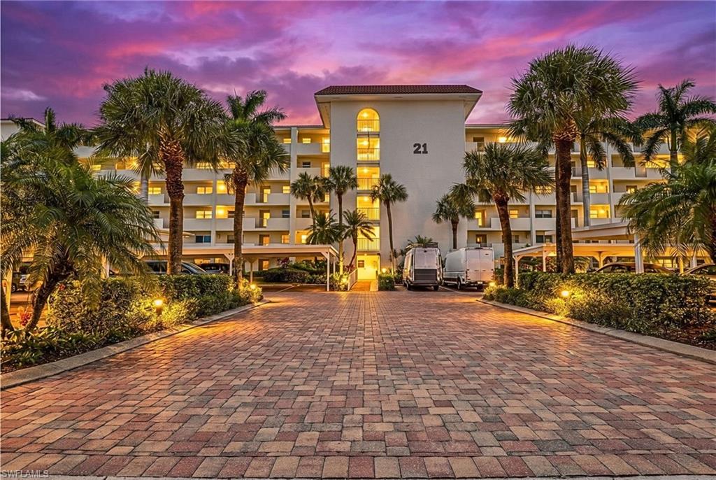 twilight sunset front of building