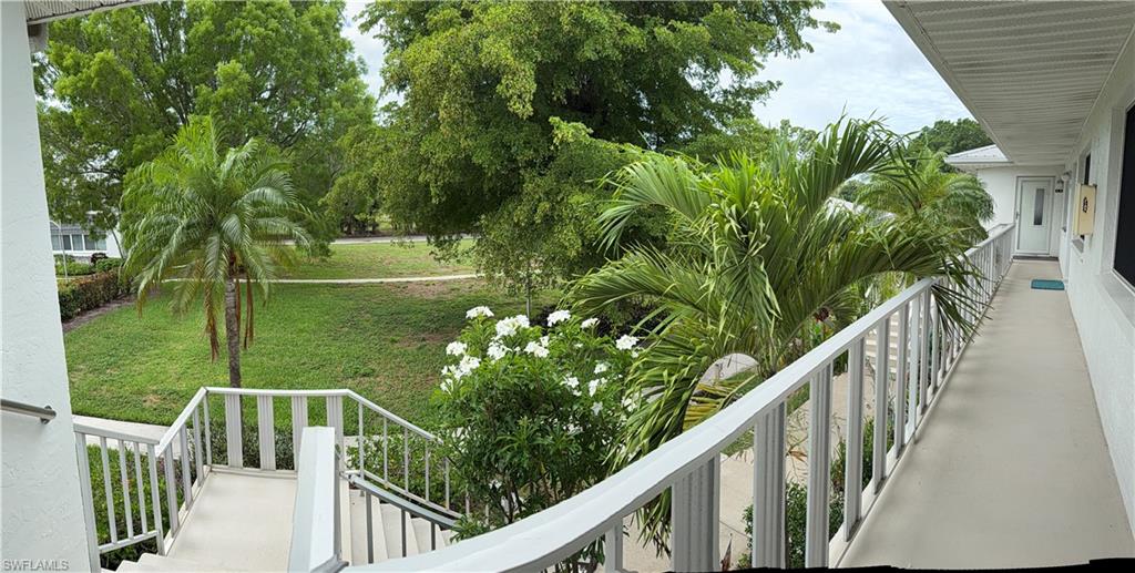 Panoramic garden view from door