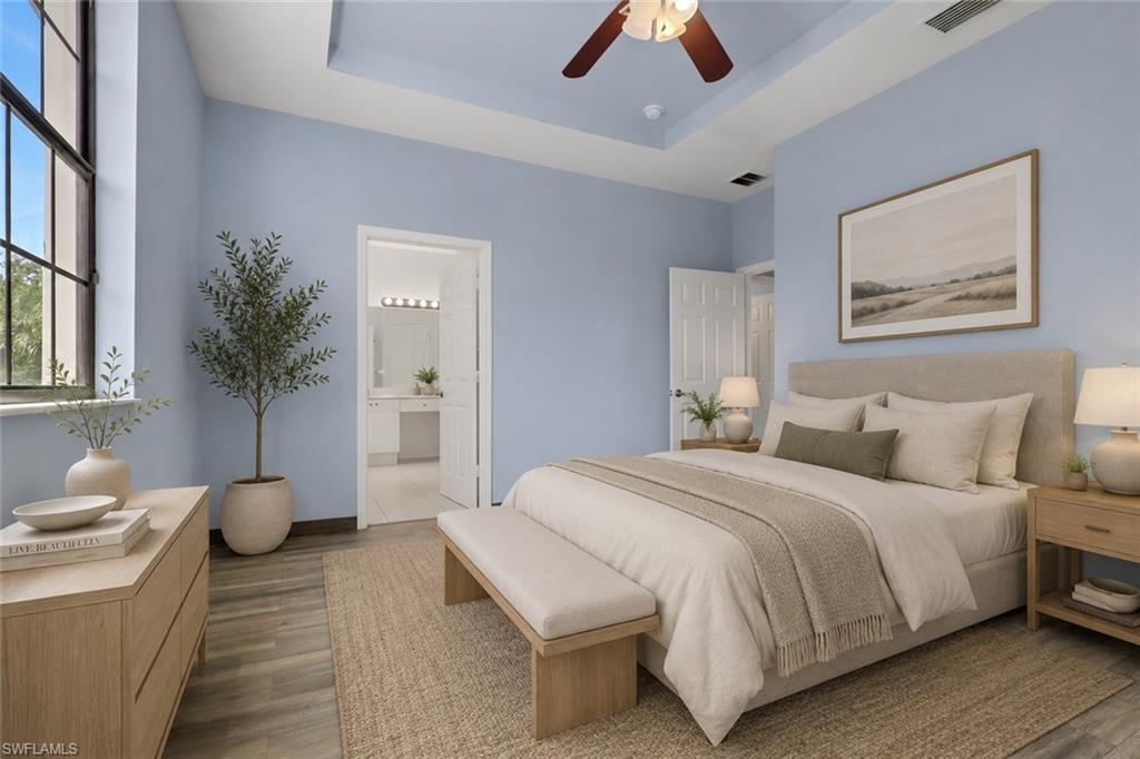 Virtually staged to show furniture placement.