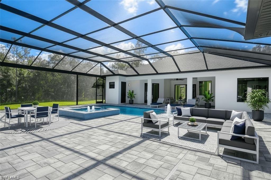 Virtually Staged Patio with plenty of space for entertainment