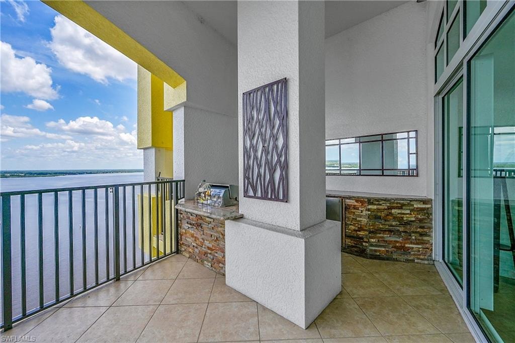 Balcony with a water view