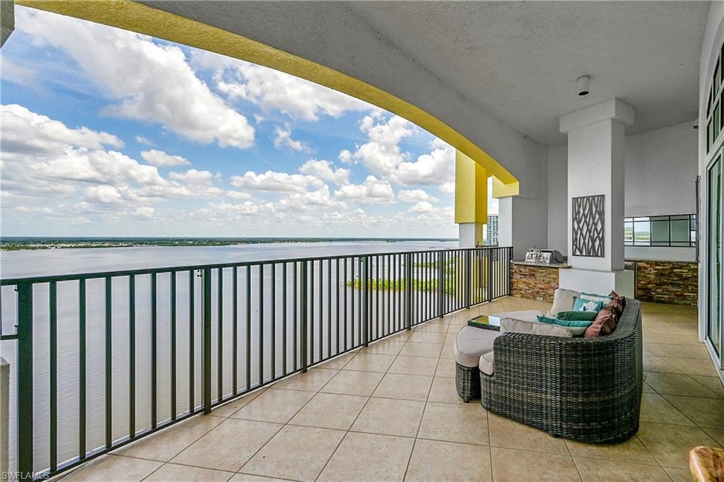 Balcony with a water view