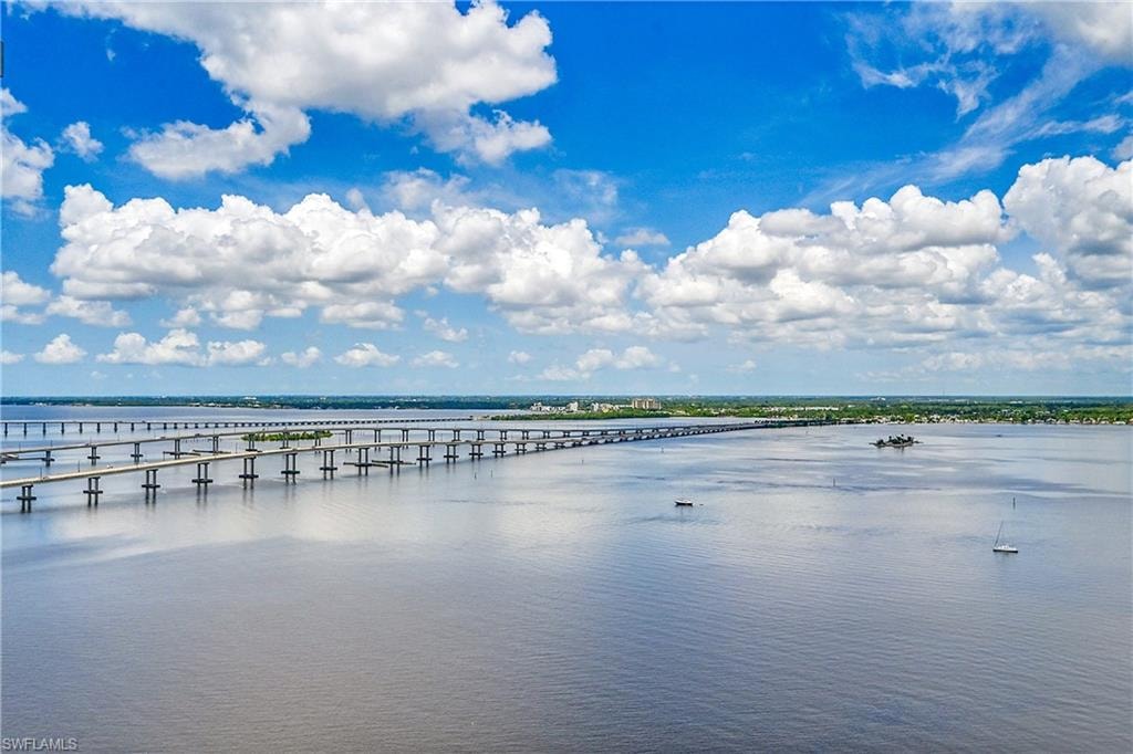 Water view with a notable bridge