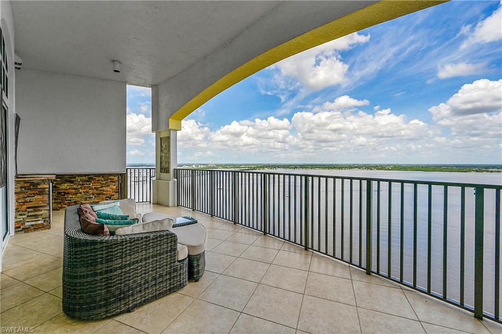 Balcony with a water view