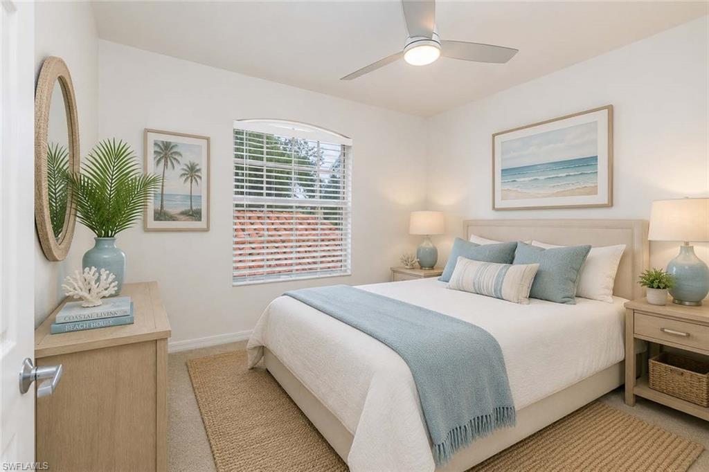 Virtually Staged 2nd Bedroom with Bright interior with a window featuring horizontal blinds