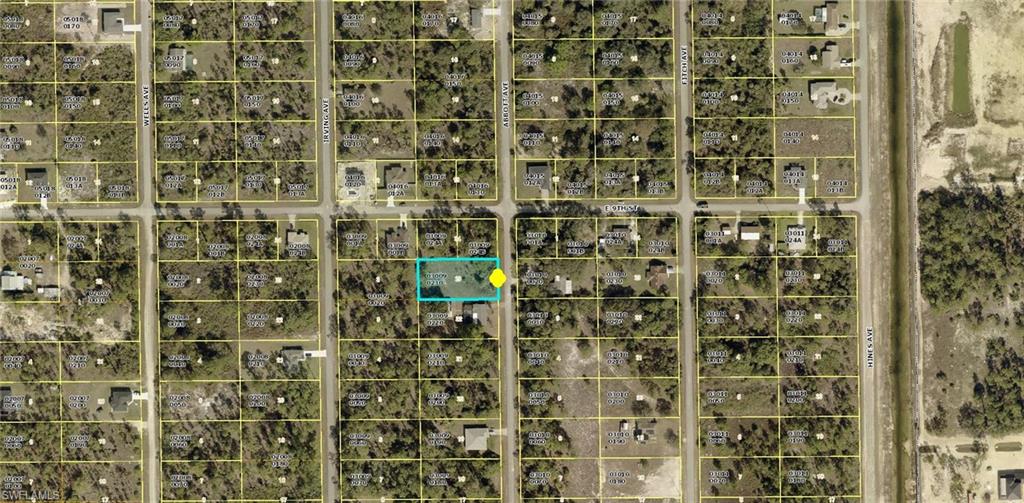 Aerial Map. Displaying the property location within a grid of parcels