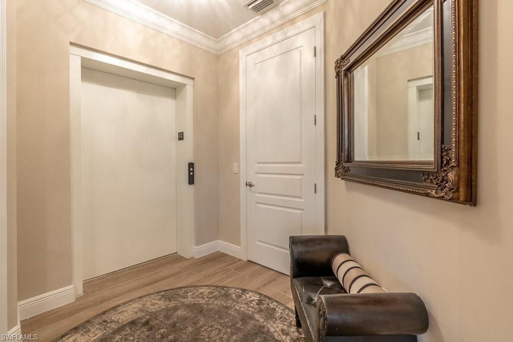 Private elevator entry to foyer