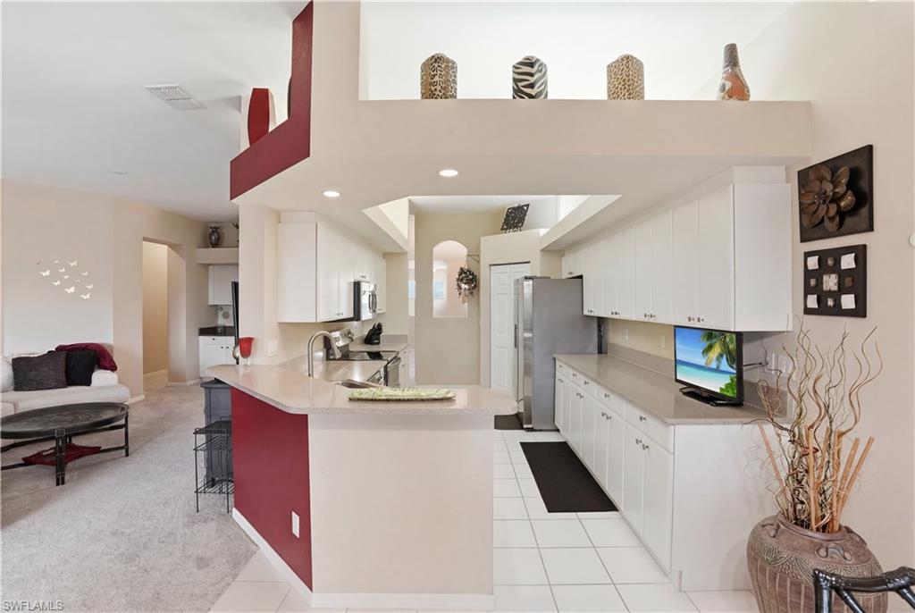 View of kitchen from dining area.