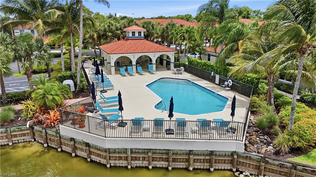 One of several pools in the community.