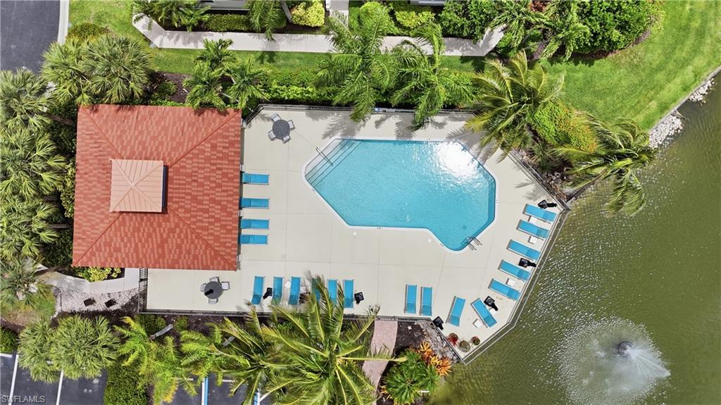 Overhead view of the community pool closest to the unit.