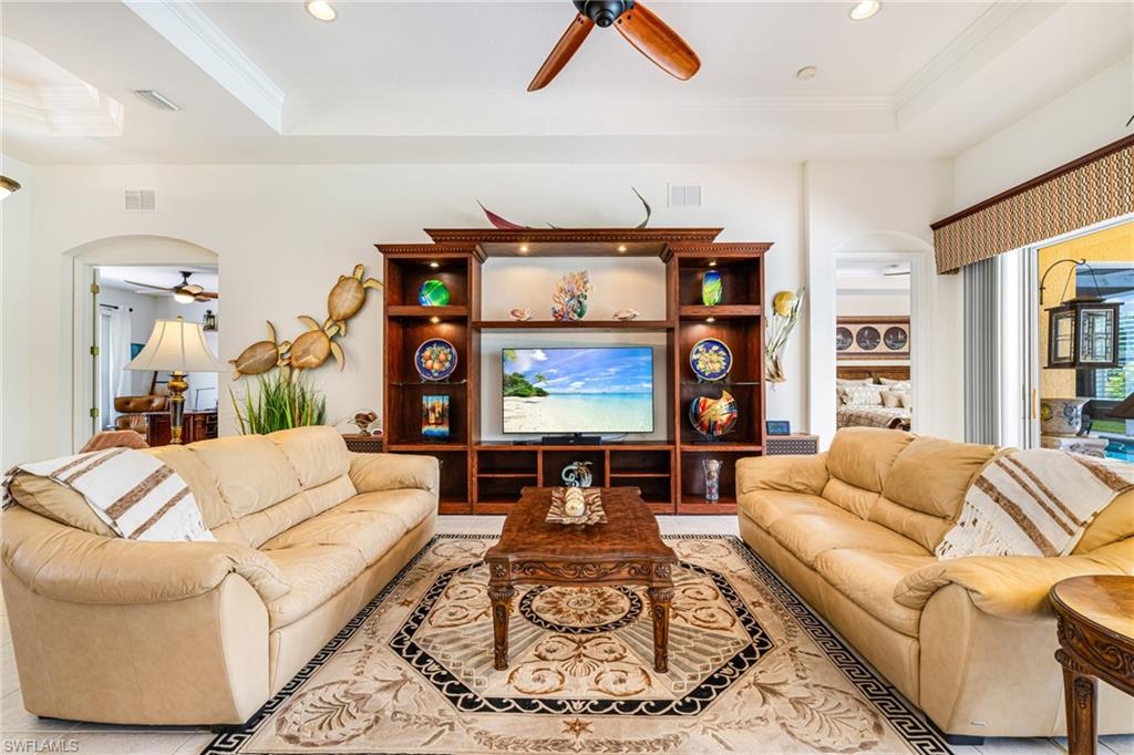 Living room with built in entertainment area