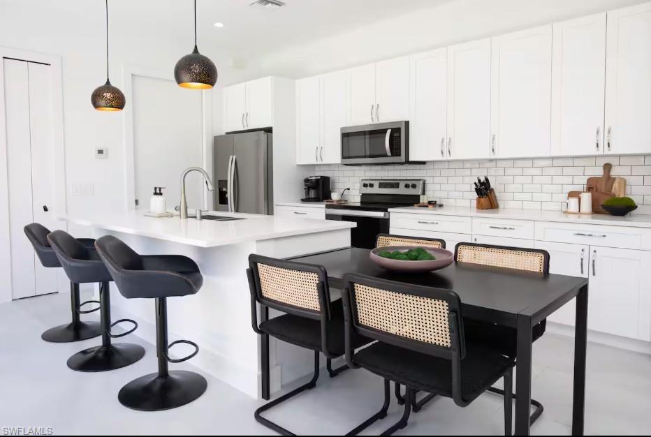 Modern kitchen and dining area