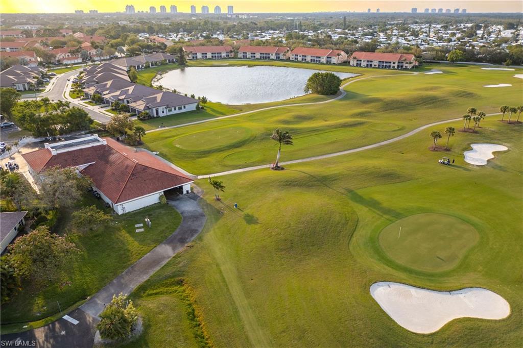 Drone / aerial view with view of golf course