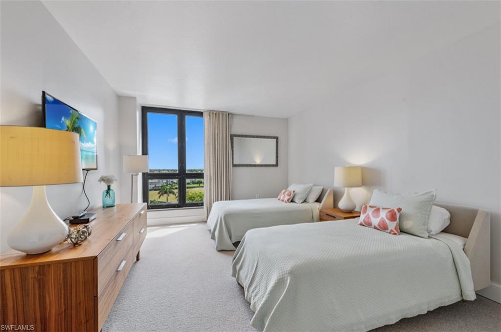 Bedroom with carpet flooring