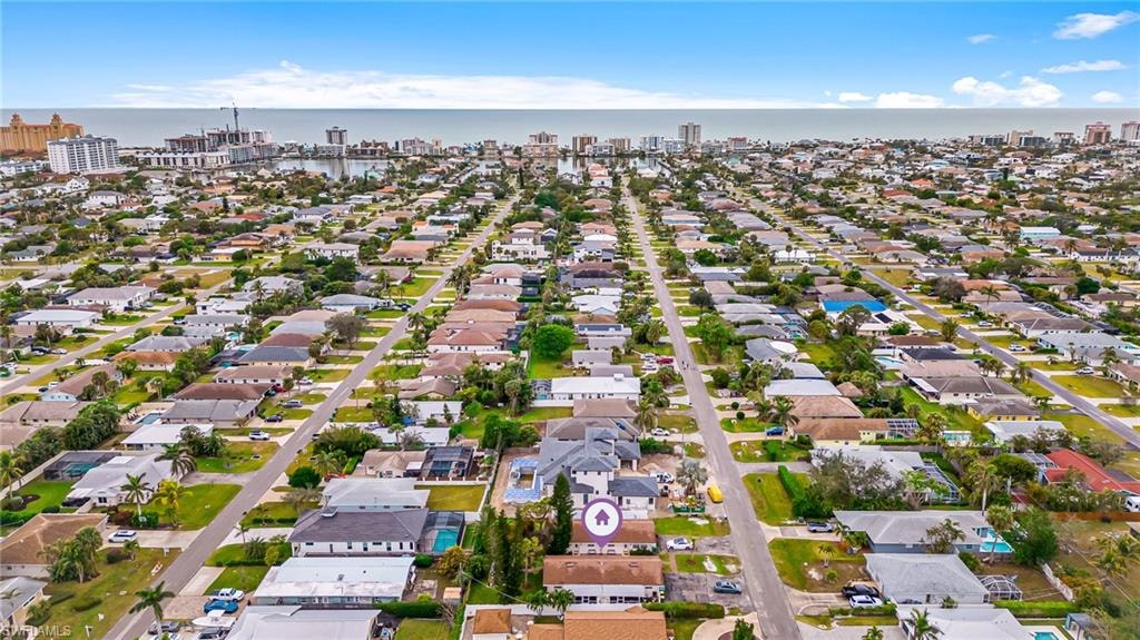 Aerial view showing the Gulf and Vanderbilt Beach a few blocks away