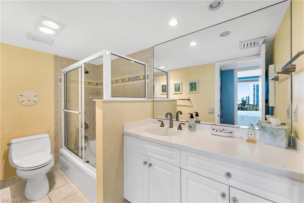 Ample sized second bathroom for guests and visitors.