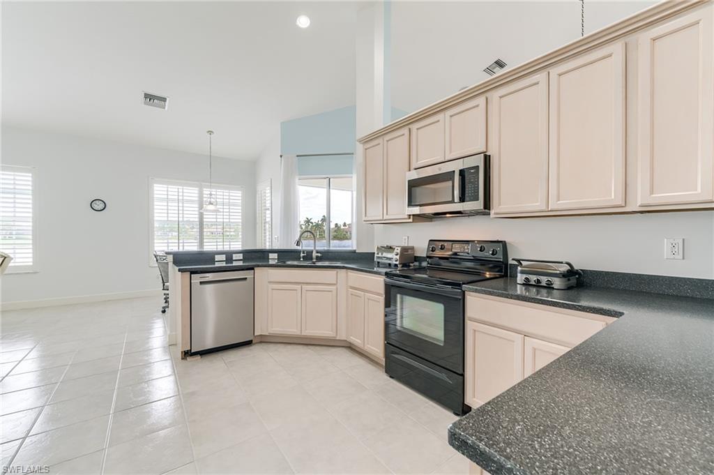 Large kitchen open to the family room and eat-in area