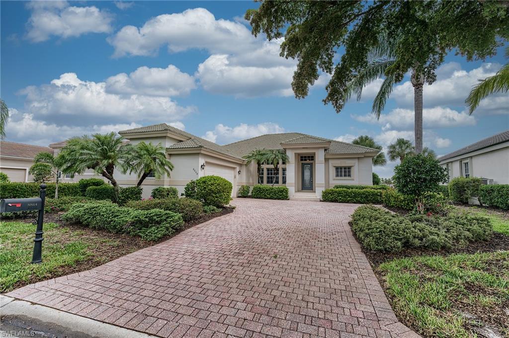 Large paver-stone driveway