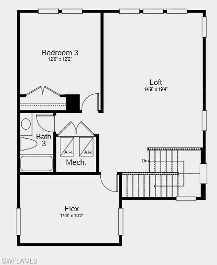 Second Floor Plan - Additional Highlights Include: gourmet kitchen, 4' garage extension, 8' interior doors, covered extended lanai, outdoor kitchen rough-in, and impact windows throughout the whole house