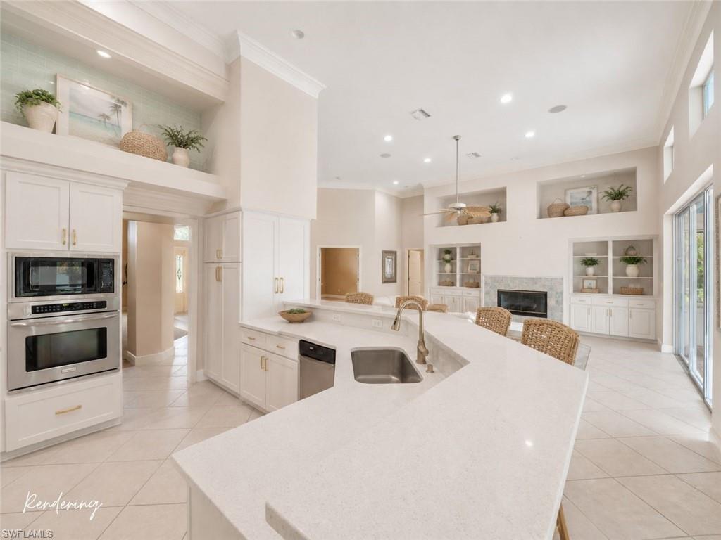 Artist rendering demonstrating the opportunity to personalize the kitchen with contemporary finishes while preserving the home's impressive scale and architectural character.