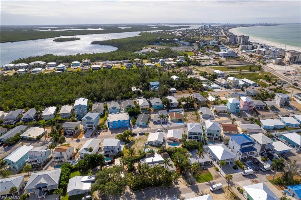 Aerial perspective showcasing coastal residences