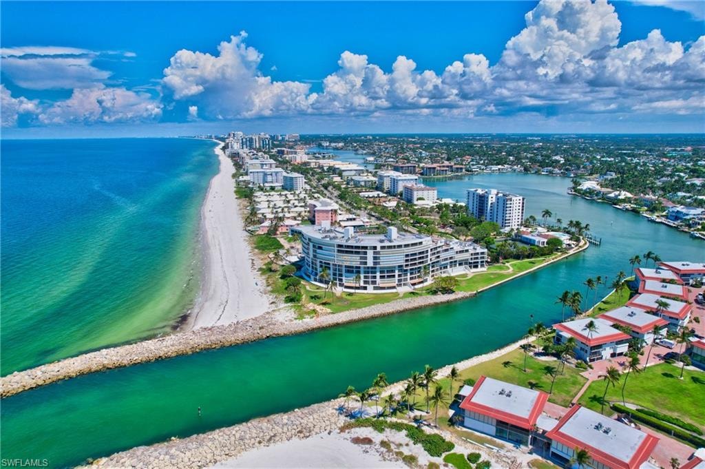 Aerial view of the Gulf, Doctors pass and Moorings Bay.