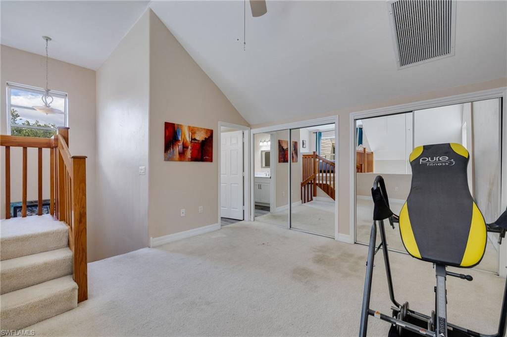 part of loft being used as a fitness area