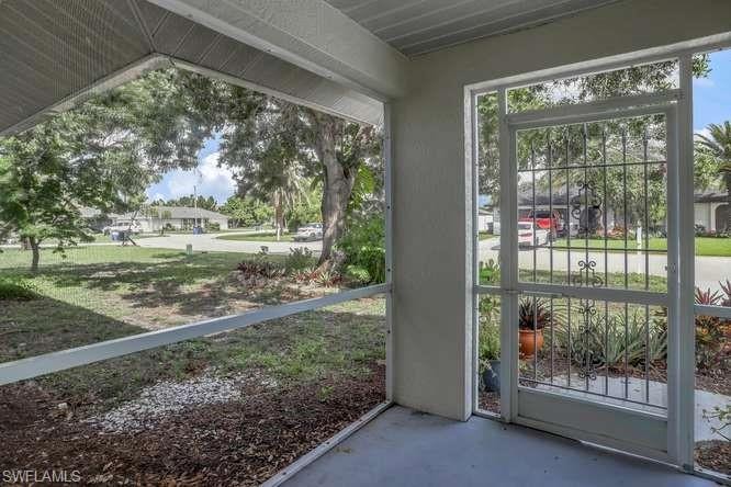 Front patio is screened in
