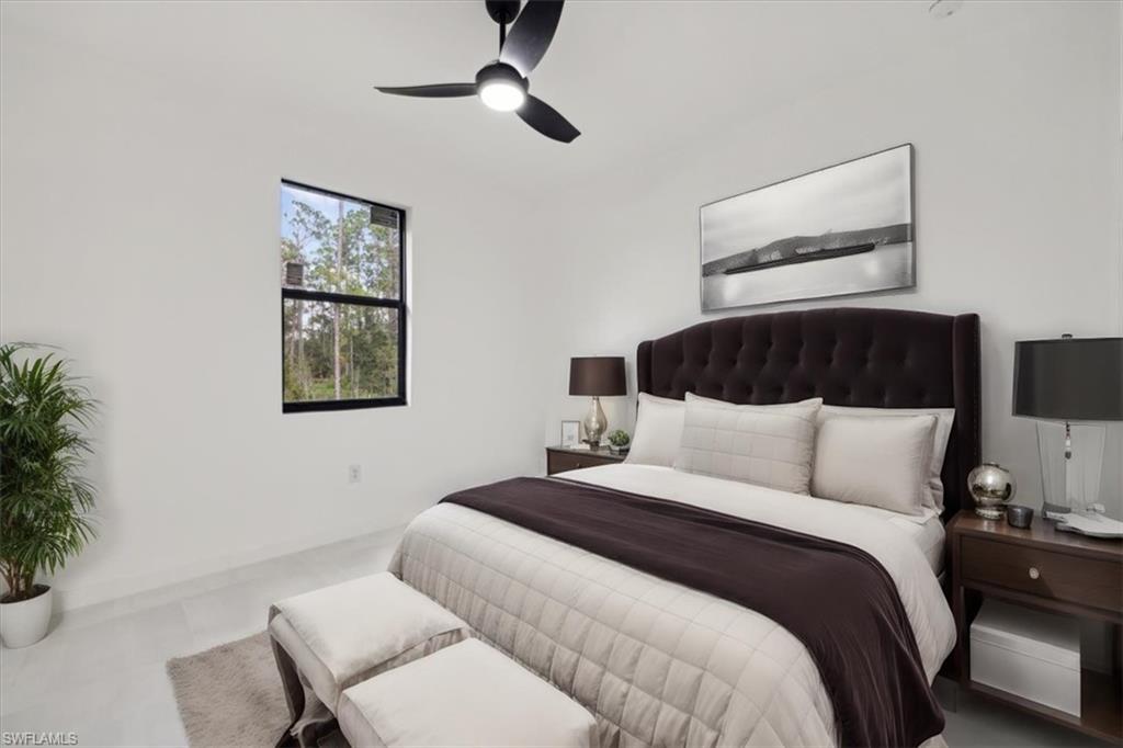 Digitally Staged: Bedroom with ceiling fan