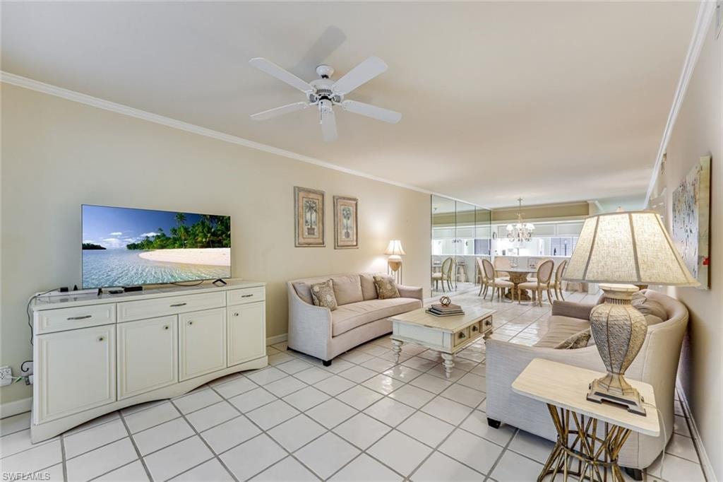 LIVING ROOM WITH TILE FLOOR