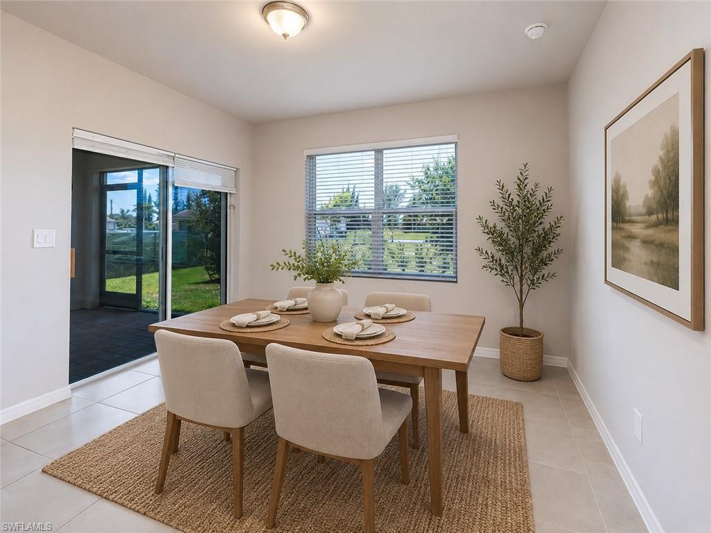Virtually staged dining area